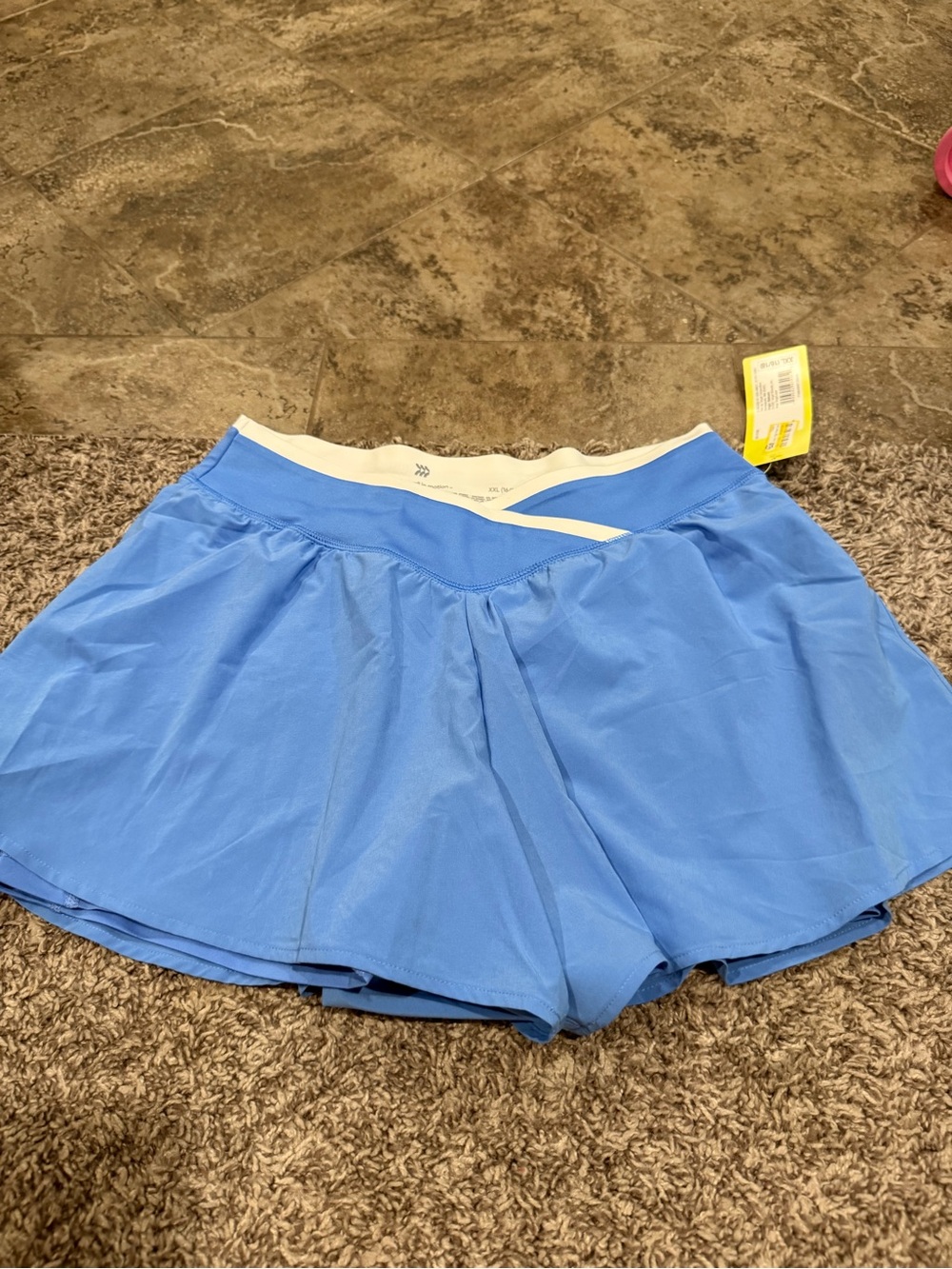 🐻all in motion Blue girls crossover Athletic Shorts with White Trim